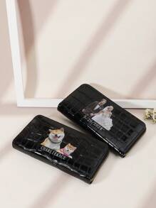 Customizable Printed Image, Name, Signature Couples Crocodile Leather Multi-Card Slots Wallet, Long Wallet, Valentine's Day, Mother's Day Gift, Birthday Gift Wallets For Women, Local, New Year Glamour