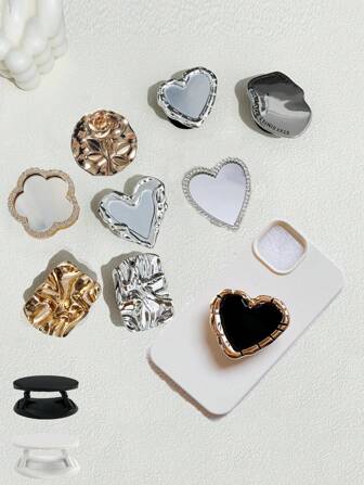 1 pieza Soporte de teléfono móvil simple y delgado con diseño geométrico, compatible con escritorio, soporte de escritorio y creativo, con soporte adhesivo compatible para iPhone, Android, regalo para cumpleaños, familia, amigos, accesorios para teléfono