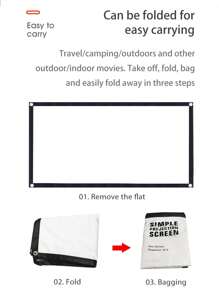 60-72-84-100-120-150英寸16：9简易折叠室内壁挂白色软幕可折叠可洗抗皱便携式软幕办公室会议户外露营投影幕布支持双面投影 - 白色 - 查看 5