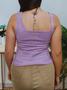 Women's Blouse With Modal Flower Strap Knit Summer 2024 Chic Elegant - 紫丁香色 - 查看 2