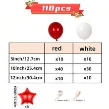 82/118 件圣诞气球花环拱门套件，含红白气球、红星铝箔气球，用于室内外派对装饰、圣诞装饰 - 彩色 - 查看 8
