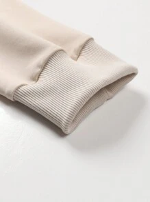 2024新款休闲男友风男士长袖印花卫衣，圆领T恤，卡其色，秋冬款 - 卡其色 - 查看 4