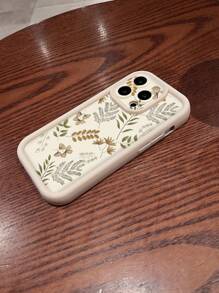 1个叶子图案TPU纯色防震软手机壳，兼容苹果手机 - 彩色 - 查看 3