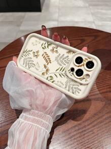 1个叶子图案TPU纯色防震软手机壳，兼容苹果手机 - 彩色 - 查看 2