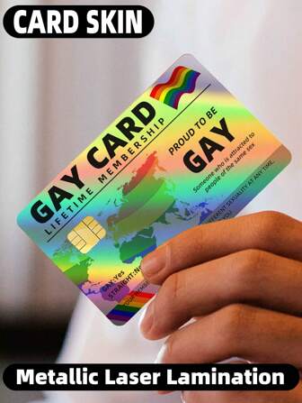 1set/2pcs LGBT Tsundere Lifetime Member ID Card Skin Stickers, Holographic Anti-Theft Credit Card Privacy Protection Stickers, Unique Birthday Gift, Credit Card, Bank Card, Transit Card Skins