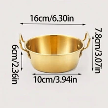 1 件不锈钢金色双耳小吃盘，创意糖果薯条篮托盘，学校用品 - 圓形把手 - 查看 12