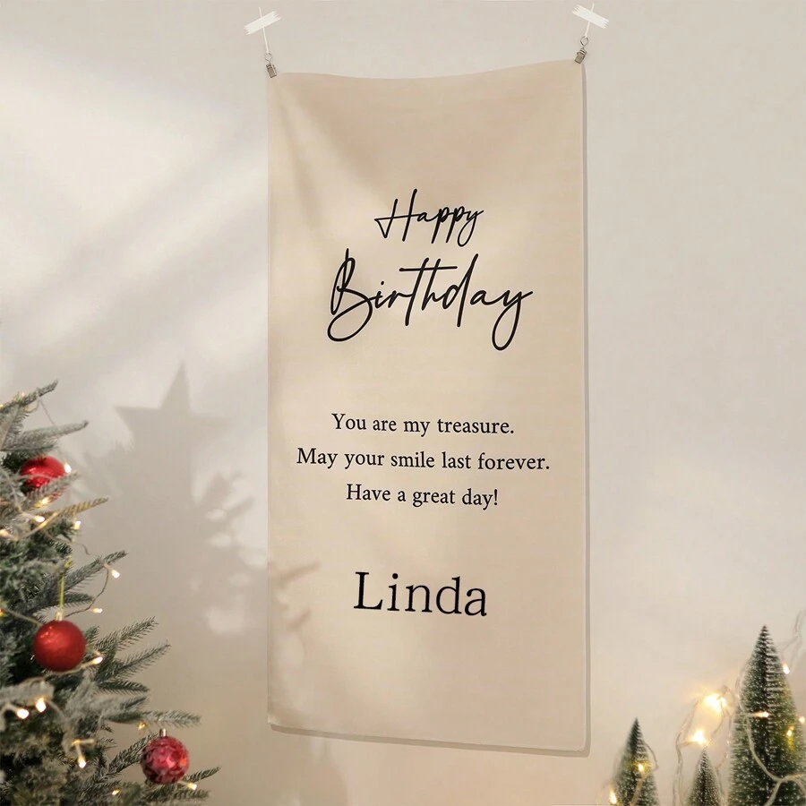 1set Customized Retro Happy Birthday Party Backdrop Hanging Cloth Photo Props Decor Tapestry