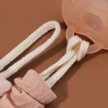 1pc Baby Infant Crinkly Fabric Stylish Print Pacifier Clip And Wooden 3-Slot Pacifier Holder, For Daily Use - Multicolor - View 9