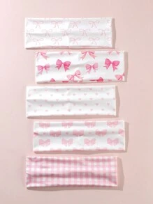 1件装女士休闲可爱街头风蝴蝶结爱心格纹印花发带，涤纶材质，用途广泛，适合日常佩戴、海滩度假、假日出行，可作头巾、发带、吸汗带、发箍等，是秋冬季女士度假装扮的理想发饰，优雅围巾，柔软舒适。 - 彩色 - 查看 3