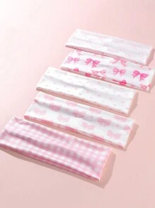 1件装女士休闲可爱街头风蝴蝶结爱心格纹印花发带，涤纶材质，用途广泛，适合日常佩戴、海滩度假、假日出行，可作头巾、发带、吸汗带、发箍等，是秋冬季女士度假装扮的理想发饰，优雅围巾，柔软舒适。 - 彩色 - 查看 2