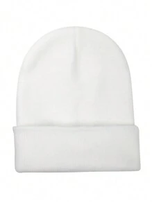 Solid Color Knit Beanie Hat With Personalized Logo, Versatile Unisex Ski Cap, Candy Colors, Outdoor For Men