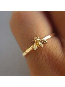18K 镀金蜜蜂设计戒指 - 非常适合精致的订婚、复古婚礼和伴娘礼物！ - 金色 - 查看 4