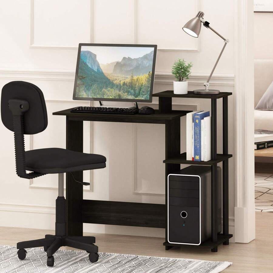HOMLUX Efficient Laptop Desk, Tablet Computer Desk, Computer Table, Mesa De Computadora, Desk Set For Studying, Solid Wood Desk, Student Table, Home Office Desk, Study Table, Home Office Table, Small Table For Bedroom - Espresso/Đen - Xem 1