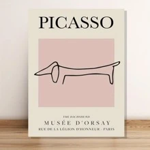 1 tấm áp phích vải canvas nghệ thuật hình chó Dachshund - Trang trí tường theo phong cách Pablo Picasso cho phòng khách, phòng ngủ, văn phòng tại nhà - Tranh in nghệ thuật cổ điển hiện đại không có khung - Nhiều màu - Xem 2