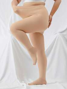 1 件女式加固加大码 120D 纯色肤色性感连裤袜 - 杏色 - 查看 4