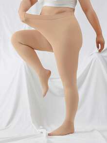 1 件女式加固加大码 120D 纯色肤色性感连裤袜 - 杏色 - 查看 5