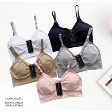 Kit 2 Women's Sports Top Bra With Removable Pad Comfortable Thin Strap//Random Color - Multicolor - View 1