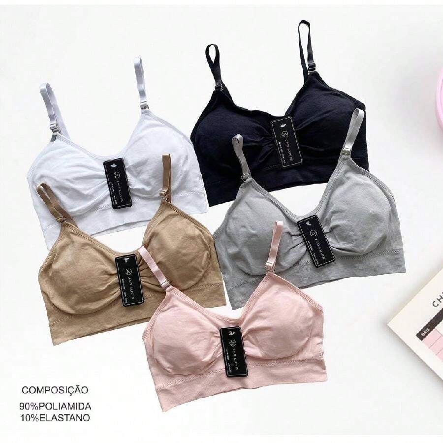 Kit 2 Women's Sports Top Bra With Removable Pad Comfortable Thin Strap//Random Color - Multicolor - View 1