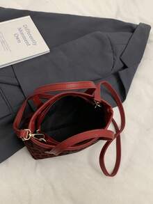 轻巧，商务休闲，新款时尚手提包，复古拼布豹纹单肩包，拼色大容量手提包，适合少女、大学生、初学者和白领人士，非常适合办公室、大学、工作、商务、通勤、户外、旅游、休闲和时尚商务休闲包适合女性 - 酒紅色 - 查看 5