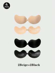 4 Pairs Invisible Bras Sexy Front Closure Sticky Women's Bra Nipple Cover Sticker Push Up Bra Self-Adhesive Silicone Seamless Backless Strapless Bra