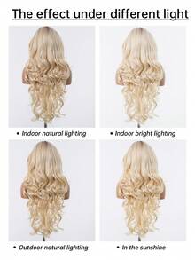 13x6 HD Glueless Lace Front Wigs Ombre Blonde Long Body Wave Synthetic Lace Wig For Women,Wear And Go Wig Wig With Pre Plucked Natrural Hairline And Baby Hair 26 Inch - Tóc vàng ombre - Xem 10