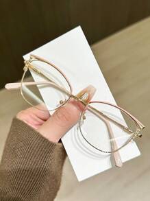 1 件女士不锈钢猫眼镂空水钻时尚百搭眼镜，适合所有季节 - 無色 - 查看 15