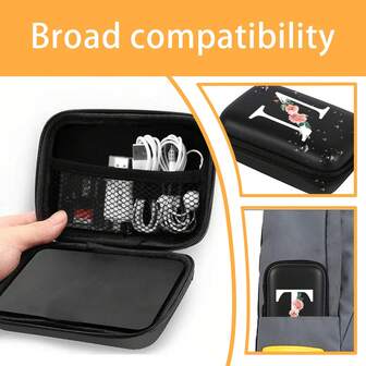 波西米亚风便携式电子配件收纳包，旅行线缆收纳袋，可收纳线缆、充电器、硬盘、耳机等。