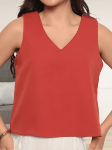 Women's Formal Blouse Tank Top Wide Strap Tailoring Fashion - Màu Cam cháy - Xem 1