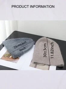 1pc Women's Solid Color Knit Hat, Fashionable Loose Knitted Cap, Soft & Warm Rabbit Hair Large Circumference Beanie, Suitable For Outdoor Travel In Autumn/Winter - Knitted Hat - View 2