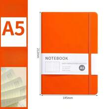 A5 Faux Leather Binding Business Notebook, Hard Cover Journal With Elastic Band Back To School