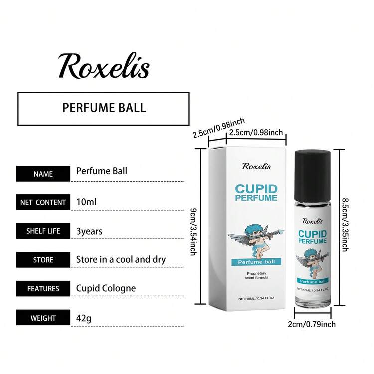 Roxelis Cupid Roll-On Perfume ,Pheromone Oil Perfume For Men Concentrate Drops,Original Pheromone Fragrance For Men,Cologne For Men, Pheromone Cologne For Men (Pheromone-Infused), Perfume Hypnosis Cologne, Long Lasting Romantic - 白色 - 查看 3