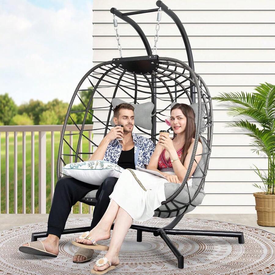 Oversized 2 Person Swing Egg Chair Double Hanging Egg Chair With Stand