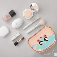 大容量手提旅行包带化妆袋，防水透明收纳袋 - 粉色 - 查看 3