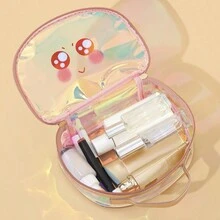 大容量手提旅行包带化妆袋，防水透明收纳袋 - 粉色 - 查看 2