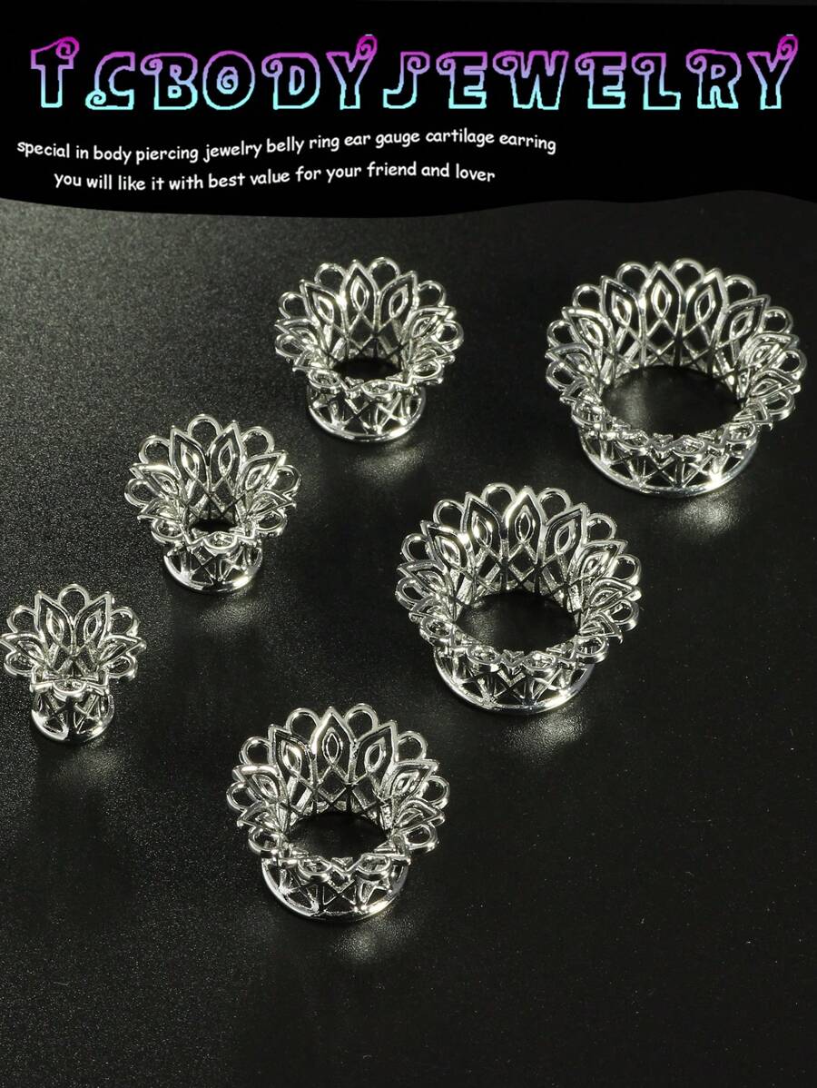 1 Cặp Ống đo tai bằng đồng thau 2g-5,8" Ống đo tai rỗng hình hoa đôi loe, Bông tai hình con ong yên ngựa, Ống đo nút tai, Dụng cụ giãn nở, Đồ trang sức xỏ khuyên cơ thể - 1 # - Xem 1