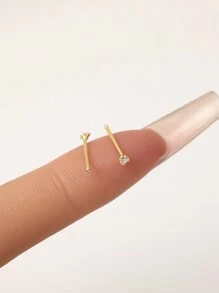 2件組 925純銀心形耳釘，女士金色耳釘，睡眠無需取下，耳環套組，情人節禮物 - 心型耳棒 - 查看 7