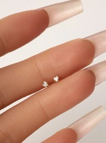 2件組 925純銀心形耳釘，女士金色耳釘，睡眠無需取下，耳環套組，情人節禮物 - 心型耳棒 - 查看 5