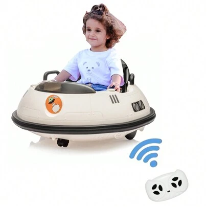 ShiningLove 12V Toddlers Ride On Bumper Car With Remote Control, Safety Belt, Music, Flashing Lights & 360° Spin For 18+ Months Boys Girls