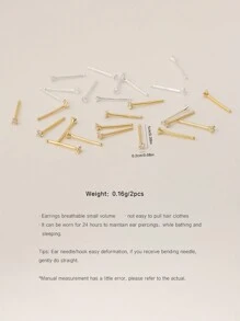 2件組 925純銀心形耳釘，女士金色耳釘，睡眠無需取下，耳環套組，情人節禮物 - 心型耳棒 - 查看 4