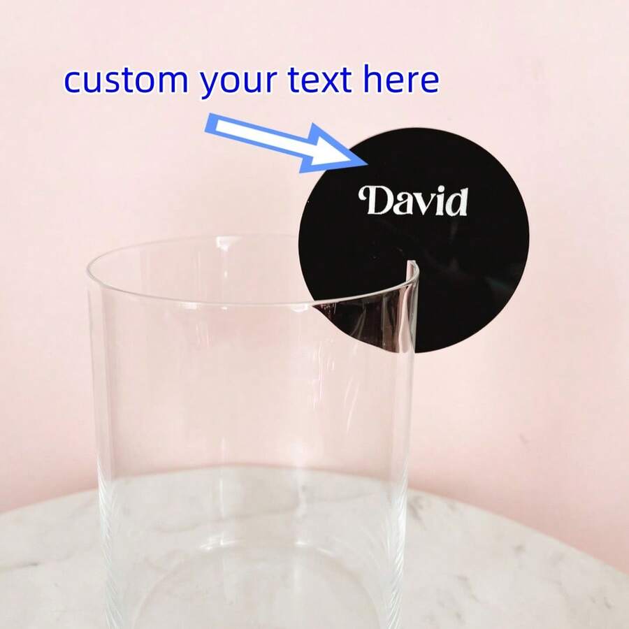 个性化定制葡萄酒标签、亚克力座位卡、激光切割地名、激光切割名称、婚礼座位卡、香槟座位卡 - 多色 - 查看 1