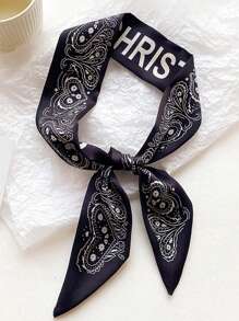2 件/套女士优雅佩斯利和字母图案头带和小围巾，适合春秋季节，头巾、发带、头带非常适合装扮您的外观 - 彩色 - 查看 3