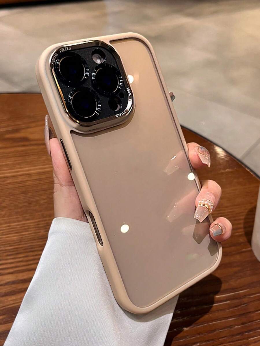 Funda de cámara de metal de lujo compatible con iPhone 17 Air 16 15 14 13 12 Pro Max 11, con letras transparentes mate y protección de lente para iPhone 15 Pro Max