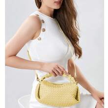 Túi xách thời trang LIKEBAG Túi xách nữ thủ công tinh khiết Túi đeo chéo vai thiết kế xếp ly cổ tay giản dị - Màu vàng - Xem 4