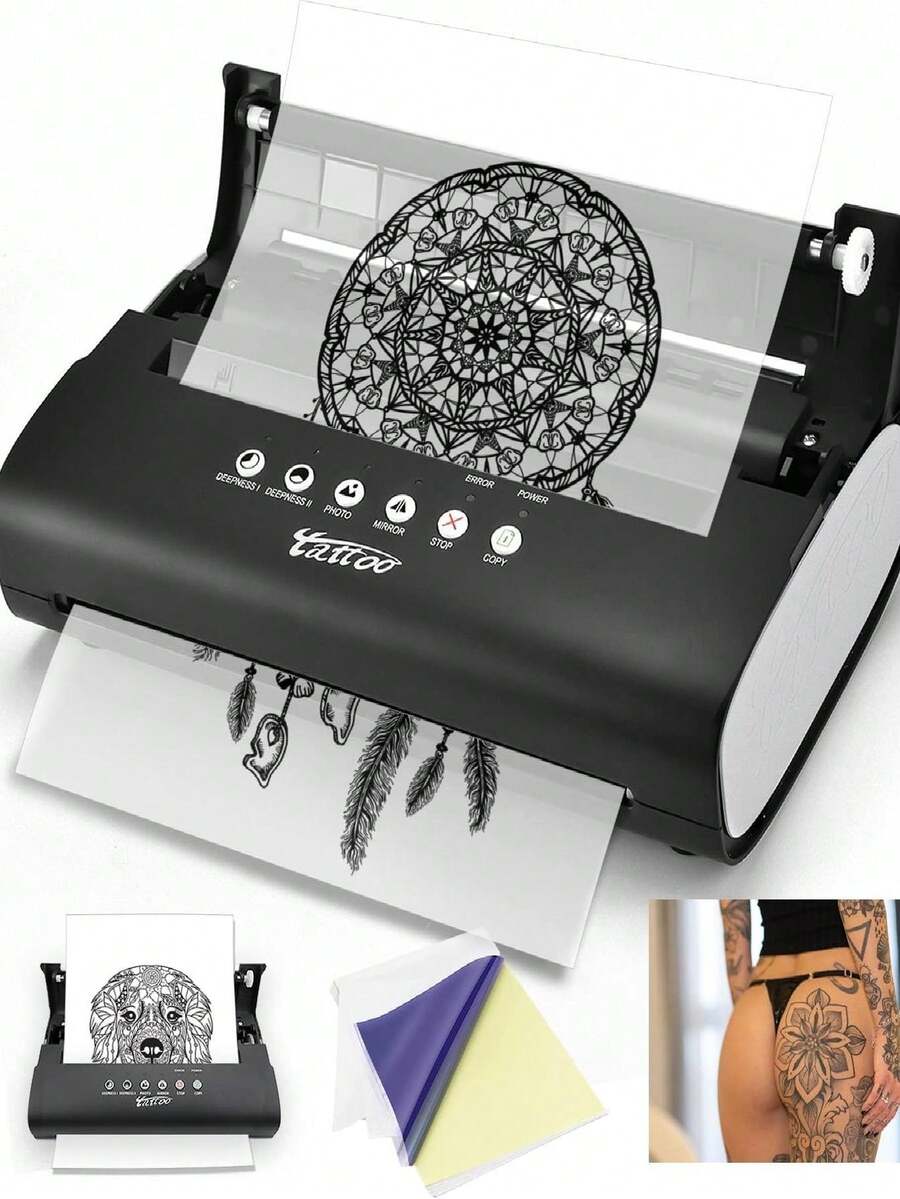 Ato Tattoo Transfer Stencil Printer Machine+50pcs Hectograph Transfer Paper Tattoo Stencil - Black - View 1