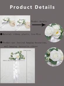 1PC Outdoor Wedding And Wedding Car Rearview Mirror Decoration Flower, Chair Back Flower Decoration, Simulation Flower Wedding Car Decoration, Wedding Car With Suction Cup Flower Accessories, Mori Style Simulation Flower Wedding Photography Banquet Party Hotel Chair Back Flower Accessories Halloween Valentine's Day Valentines