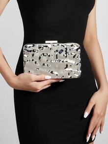 迷人、优雅、精致、安静奢华迷你休闲金属手拿包，适合派对、婚礼、舞会、晚宴/宴会，搭配婚纱、礼服、舞会礼服、生日礼服 - 銀色 - 查看 1