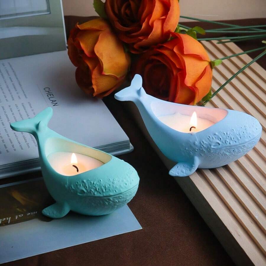 DIY Resin Casting Mold, Whale Candle Holder Silicone Mold, Succulent