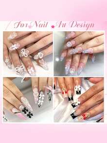 Bộ 500 phụ kiện trang trí móng tay hình nơ nửa tròn giả ngọc trai, nhiều màu sắc dễ thương và sáng bóng với 2-4mm ngọc trai giả nửa tròn màu trắng để trang trí móng tay nghệ thuật tự làm, mặt dây chuyền làm móng, đá quý làm móng, vật dụng làm móng - Nhiều màu - Xem 5