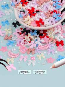 Bộ 500 phụ kiện trang trí móng tay hình nơ nửa tròn giả ngọc trai, nhiều màu sắc dễ thương và sáng bóng với 2-4mm ngọc trai giả nửa tròn màu trắng để trang trí móng tay nghệ thuật tự làm, mặt dây chuyền làm móng, đá quý làm móng, vật dụng làm móng - Nhiều màu - Xem 2