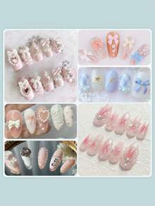 Bộ 500 phụ kiện trang trí móng tay hình nơ nửa tròn giả ngọc trai, nhiều màu sắc dễ thương và sáng bóng với 2-4mm ngọc trai giả nửa tròn màu trắng để trang trí móng tay nghệ thuật tự làm, mặt dây chuyền làm móng, đá quý làm móng, vật dụng làm móng - Nhiều màu - Xem 7